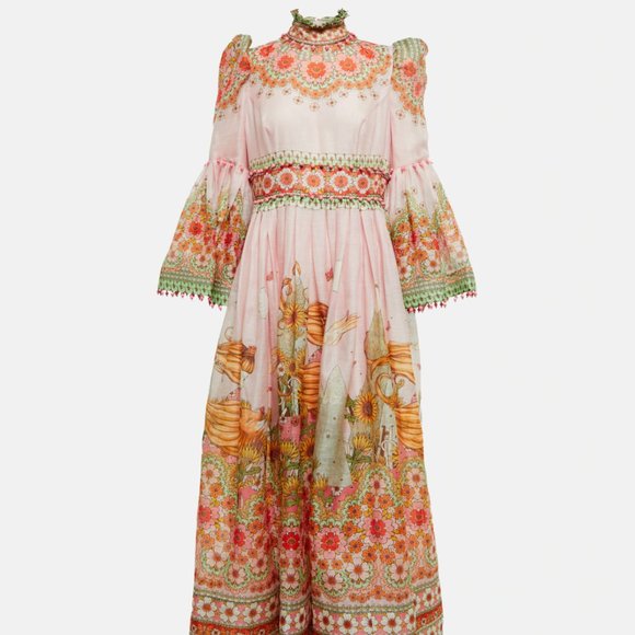 Zimmermann Dresses & Skirts - Zimmermann Floral Bell-Sleeve A-Line Gown with Beaded Trim